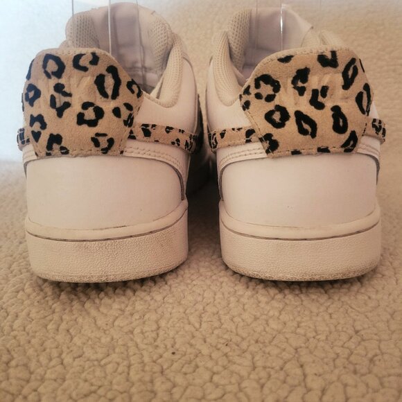 Nike Court Vision Low White w/Leopard Swoosh Court Shoe - Women's Size 8 - Picture 8 of 11